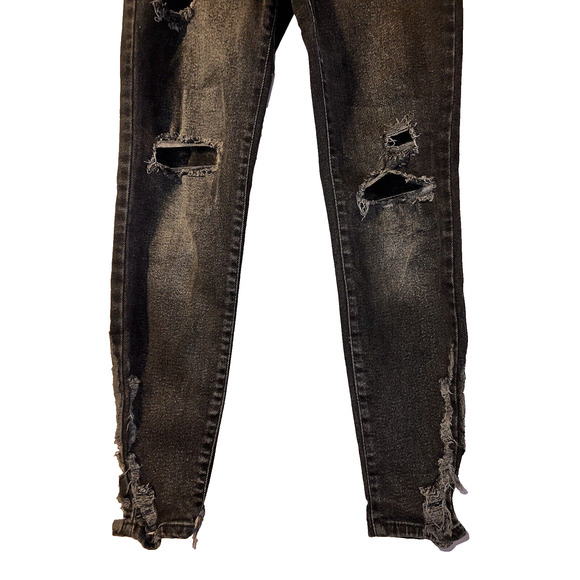 FREE PEOPLE We The Free Size 27 Distressed Sunny Mid Rise Raw Hem Skinny Jeans - Picture 3 of 7